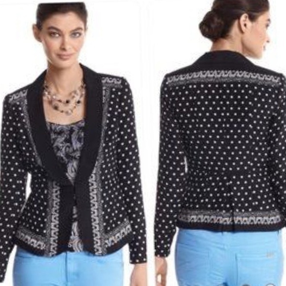 WHITE HOUSE BLACK MARKET Black & White Lightweight Silk Blazer Jacket | 10